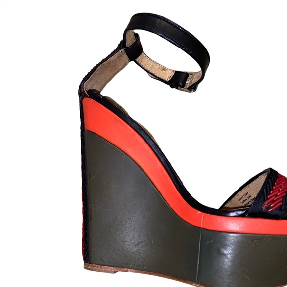 L.A.M.B Penny Beaded Colorblock Platform Wedge Sandals - 7 - Picture 7 of 15